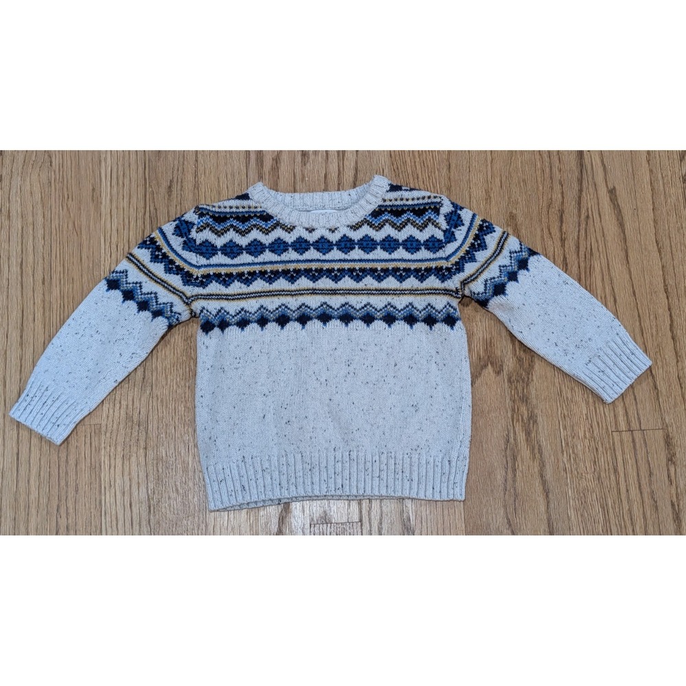 Cat & Jack Toddler Boys 2t Fair Isle Crewneck Sweater Winter Knit Pullover